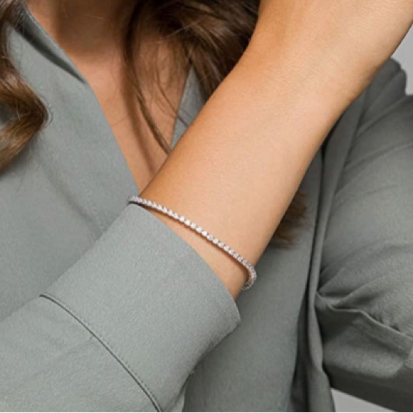 14K White GP Classic Tennis Bracelet - Picture 2 of 2